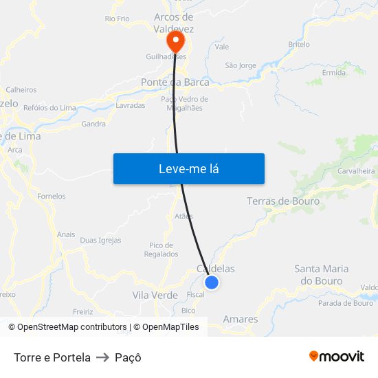 Torre e Portela to Paçô map