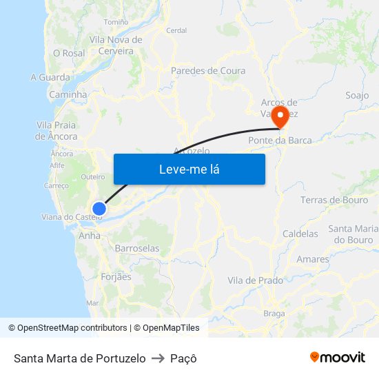 Santa Marta de Portuzelo to Paçô map