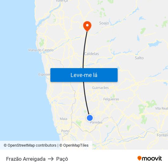 Frazão Arreigada to Paçô map