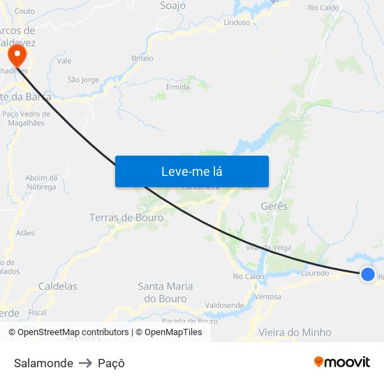 Salamonde to Paçô map