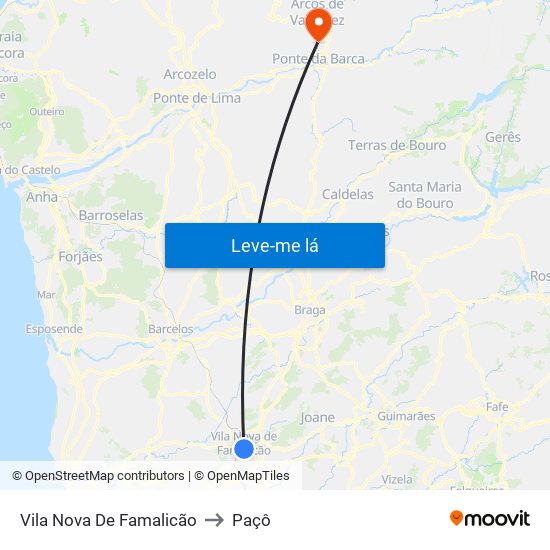 Vila Nova De Famalicão to Paçô map