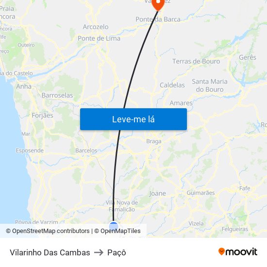 Vilarinho Das Cambas to Paçô map