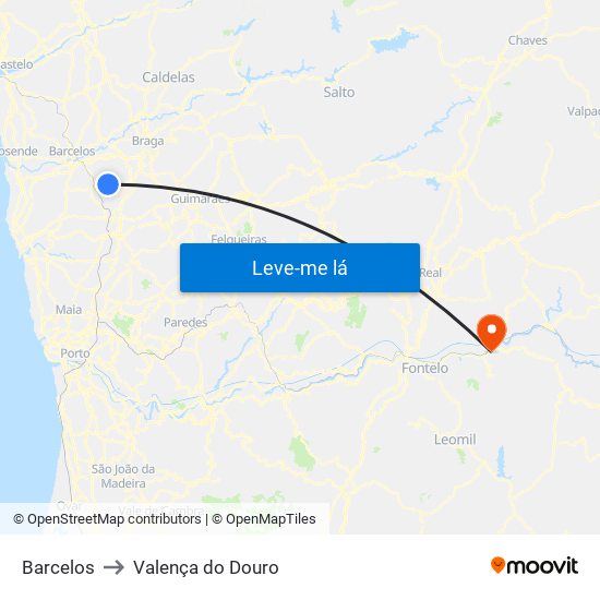 Barcelos to Valença do Douro map