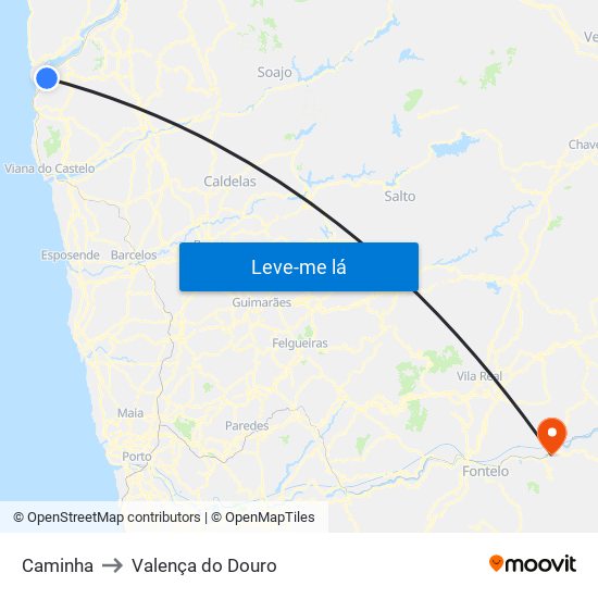 Caminha to Valença do Douro map