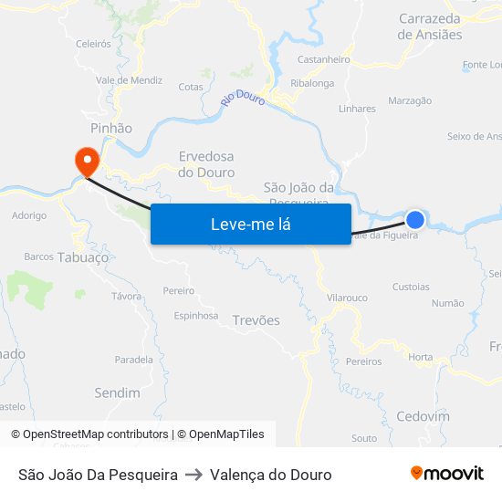 São João Da Pesqueira to Valença do Douro map