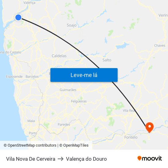 Vila Nova De Cerveira to Valença do Douro map