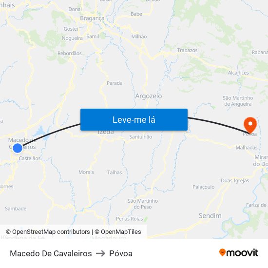 Macedo De Cavaleiros to Póvoa map