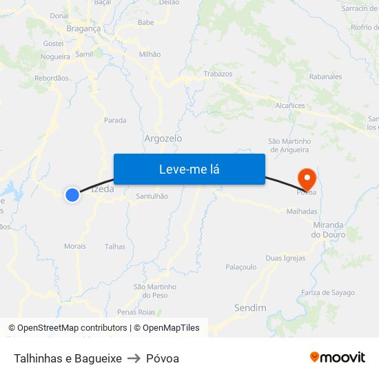 Talhinhas e Bagueixe to Póvoa map