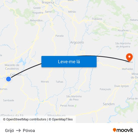 Grijó to Póvoa map