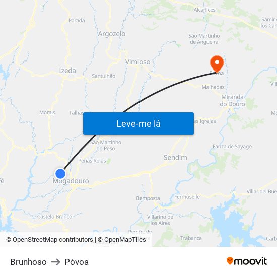 Brunhoso to Póvoa map