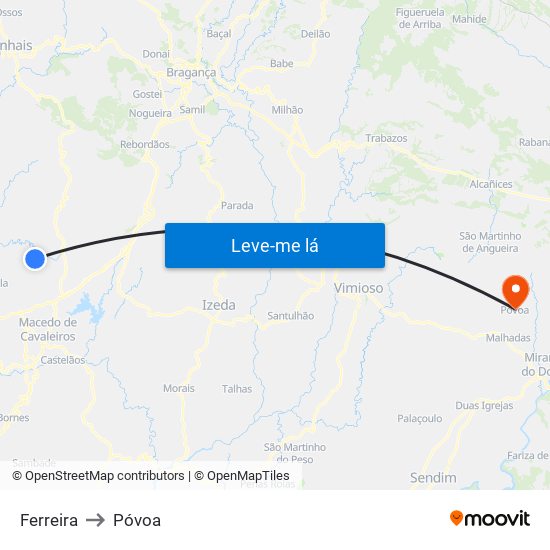 Ferreira to Póvoa map