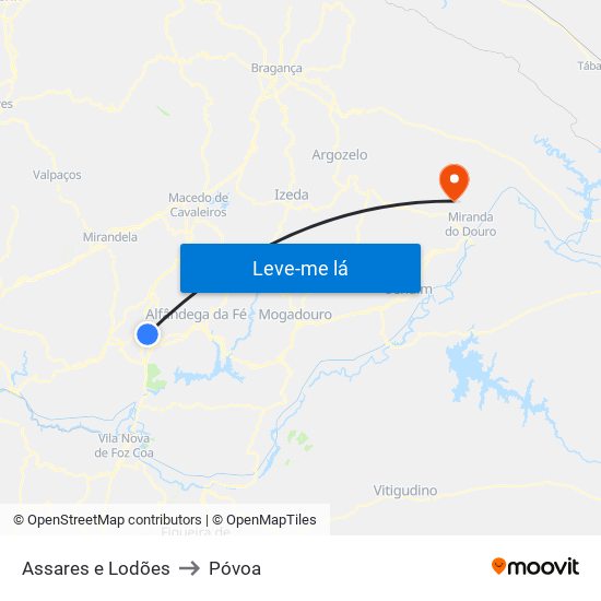 Assares e Lodões to Póvoa map