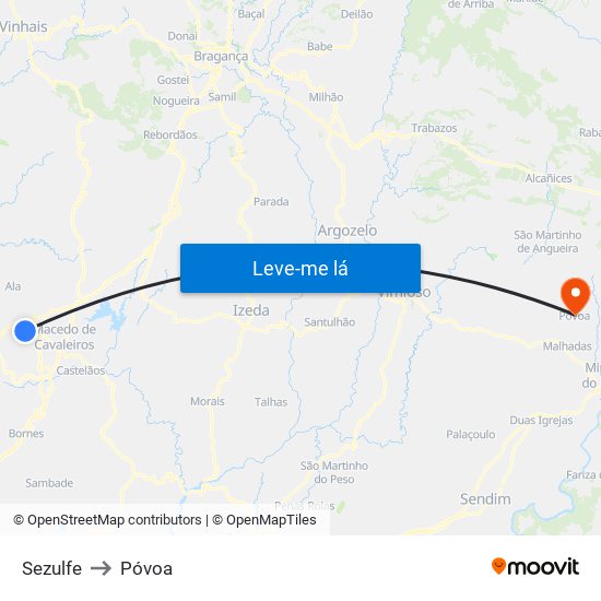 Sezulfe to Póvoa map