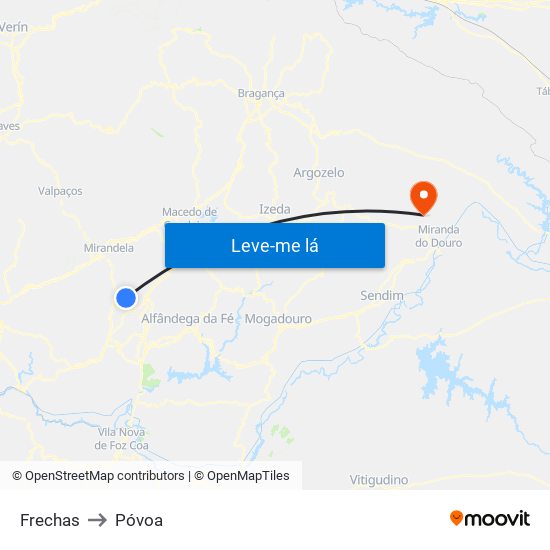Frechas to Póvoa map