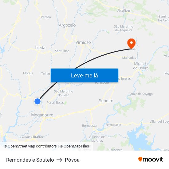 Remondes e Soutelo to Póvoa map