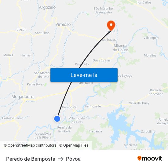 Peredo de Bemposta to Póvoa map