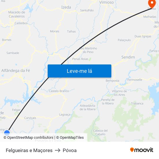 Felgueiras e Maçores to Póvoa map