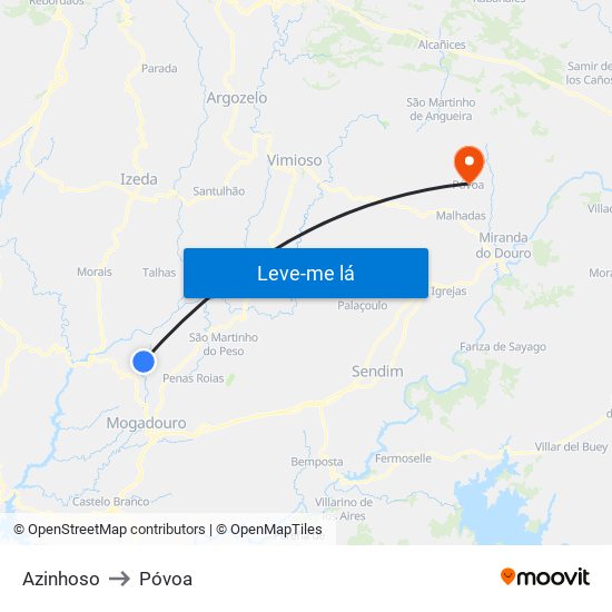 Azinhoso to Póvoa map