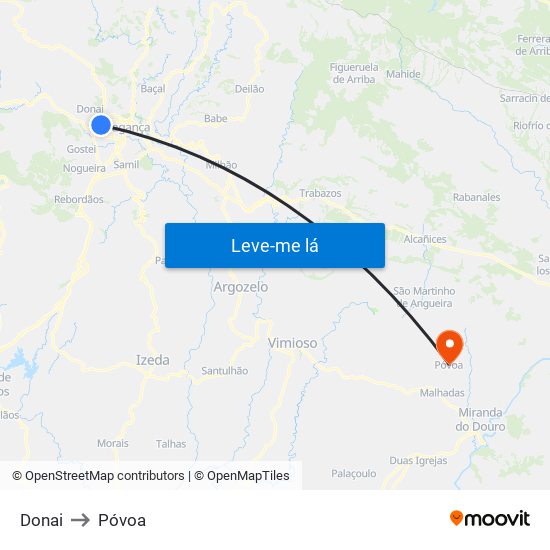 Donai to Póvoa map