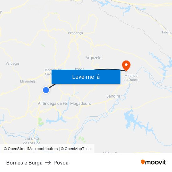 Bornes e Burga to Póvoa map