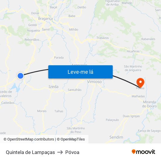 Quintela de Lampaças to Póvoa map