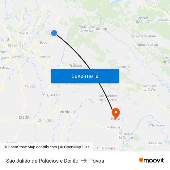 São Julião de Palácios e Deilão to Póvoa map