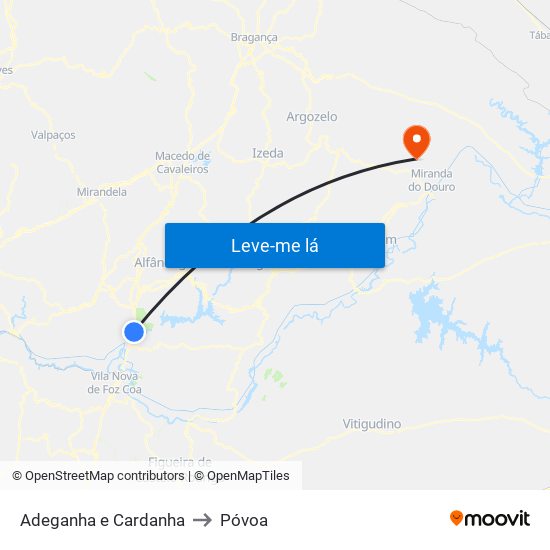 Adeganha e Cardanha to Póvoa map