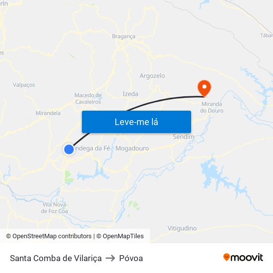 Santa Comba de Vilariça to Póvoa map