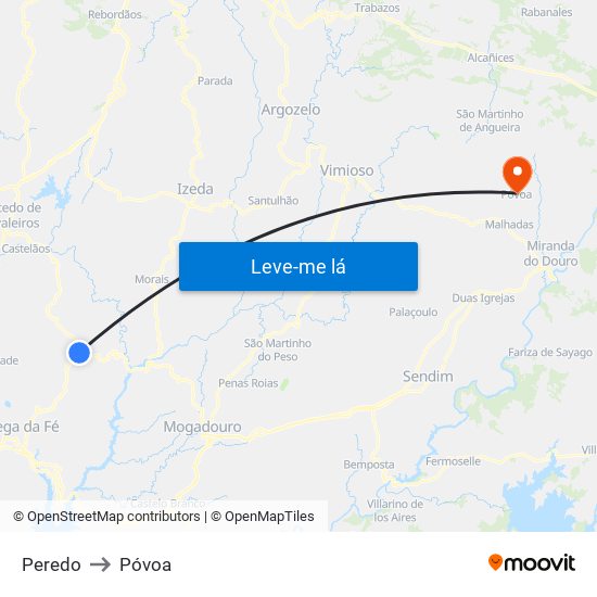 Peredo to Póvoa map