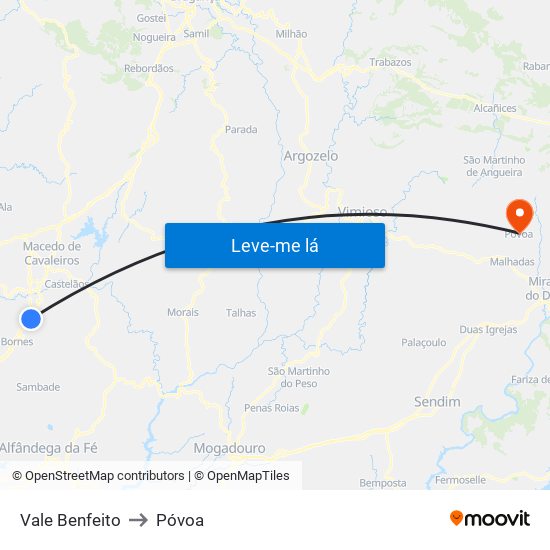 Vale Benfeito to Póvoa map