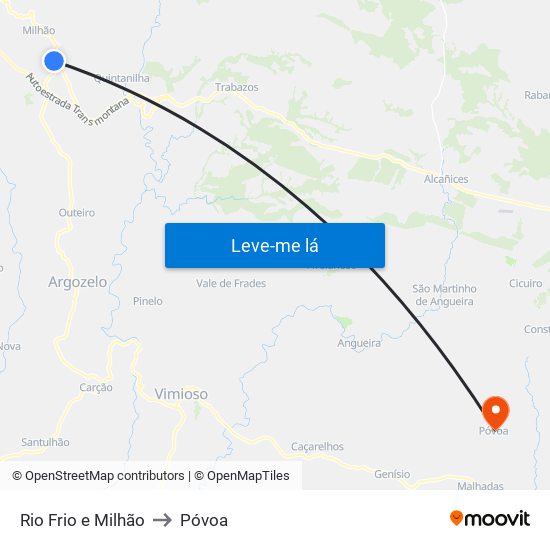 Rio Frio e Milhão to Póvoa map