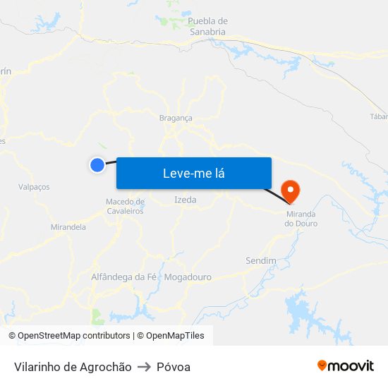 Vilarinho de Agrochão to Póvoa map