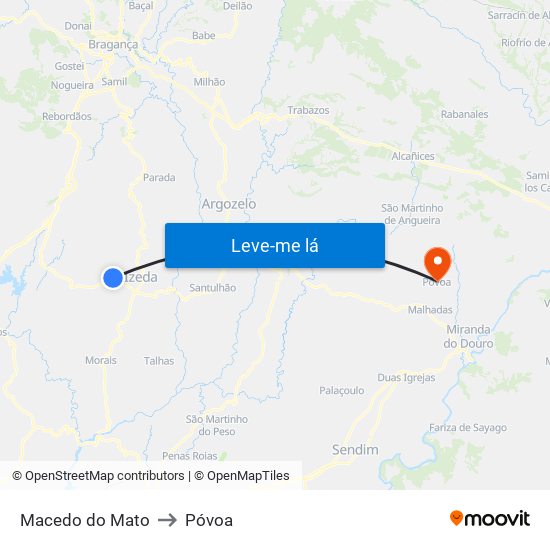 Macedo do Mato to Póvoa map