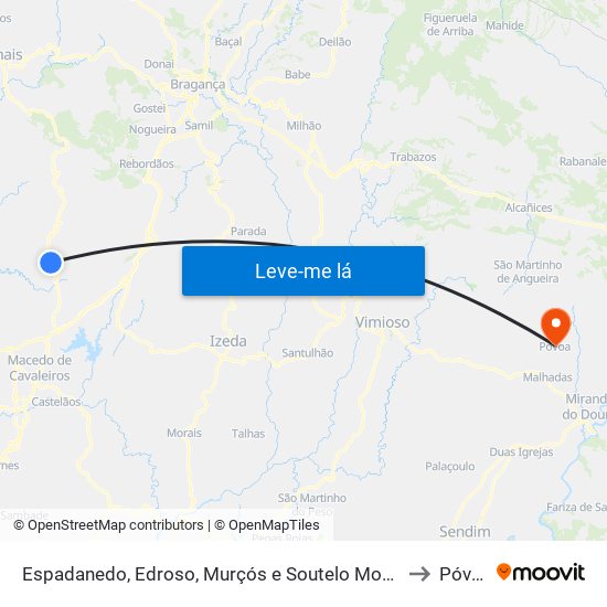 Espadanedo, Edroso, Murçós e Soutelo Mourisco to Póvoa map