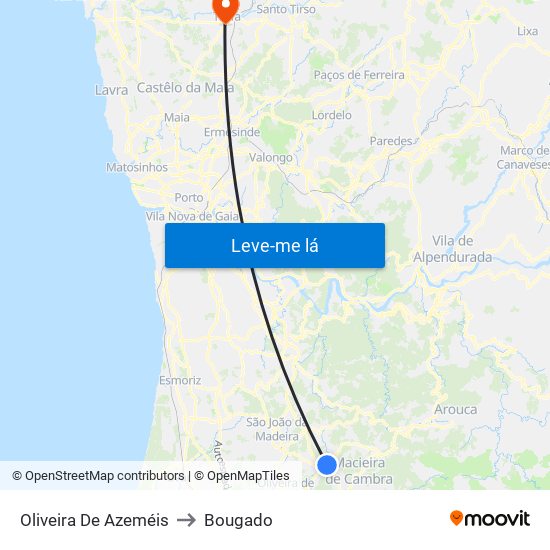 Oliveira De Azeméis to Bougado map