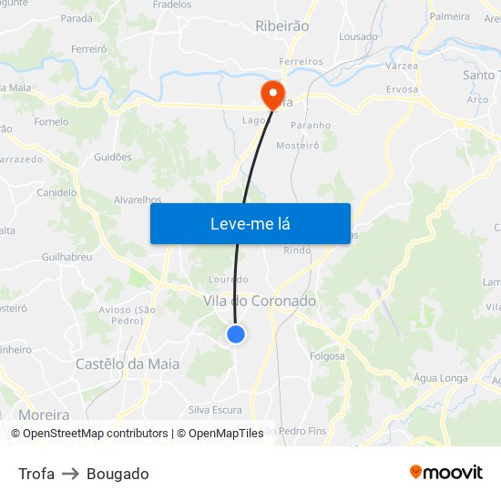 Trofa to Bougado map