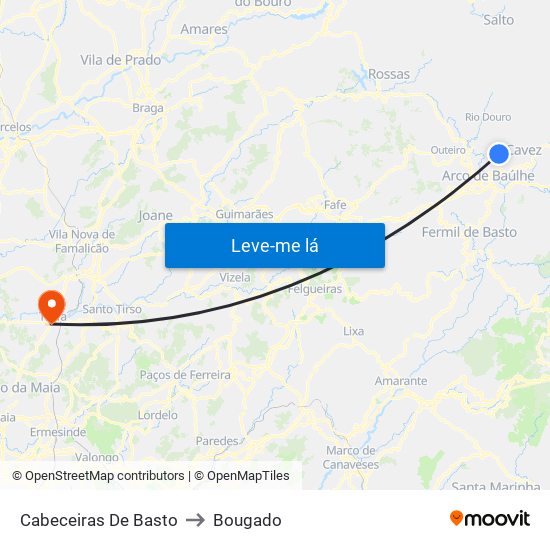 Cabeceiras De Basto to Bougado map