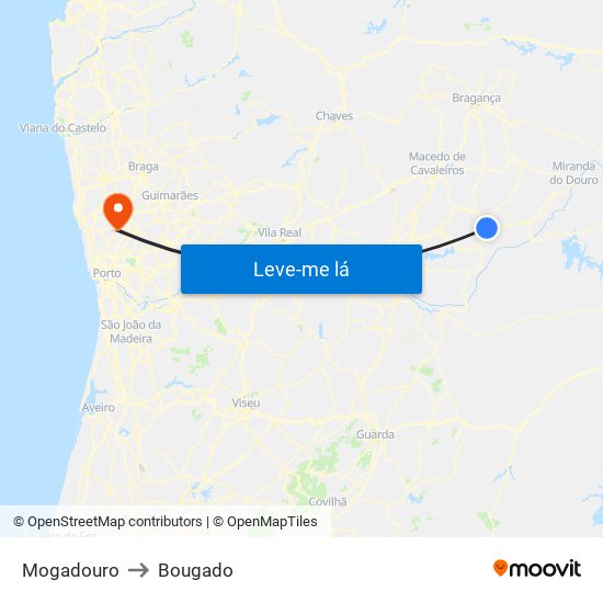 Mogadouro to Bougado map