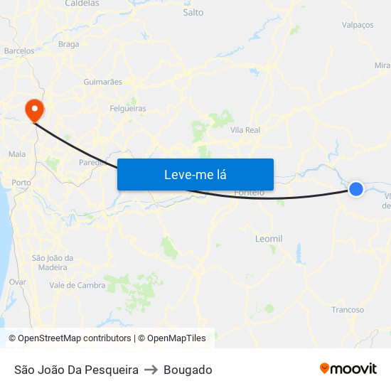 São João Da Pesqueira to Bougado map