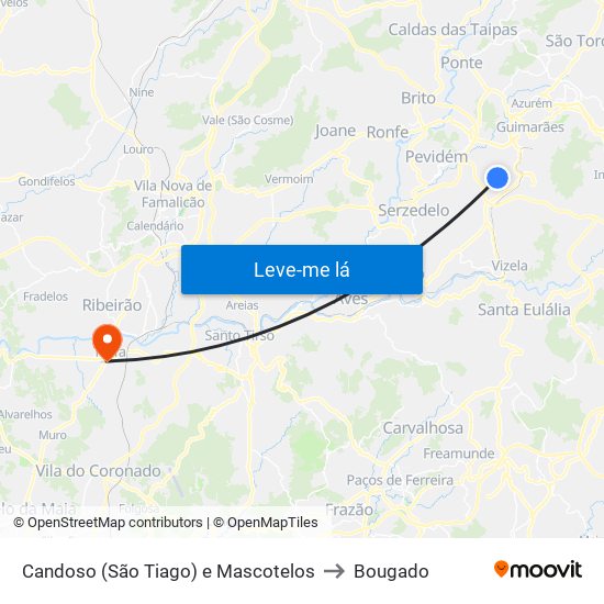 Candoso (São Tiago) e Mascotelos to Bougado map