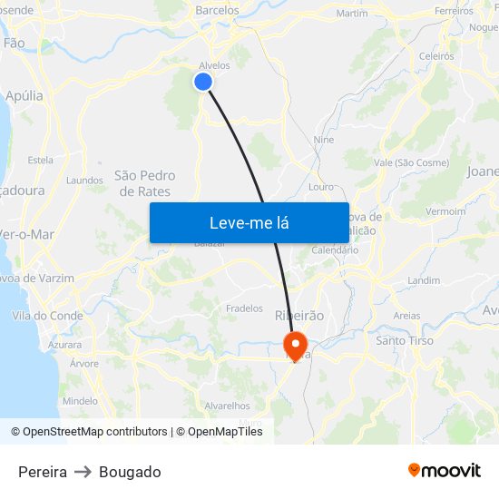 Pereira to Bougado map