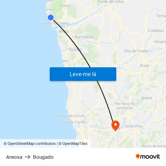 Areosa to Bougado map