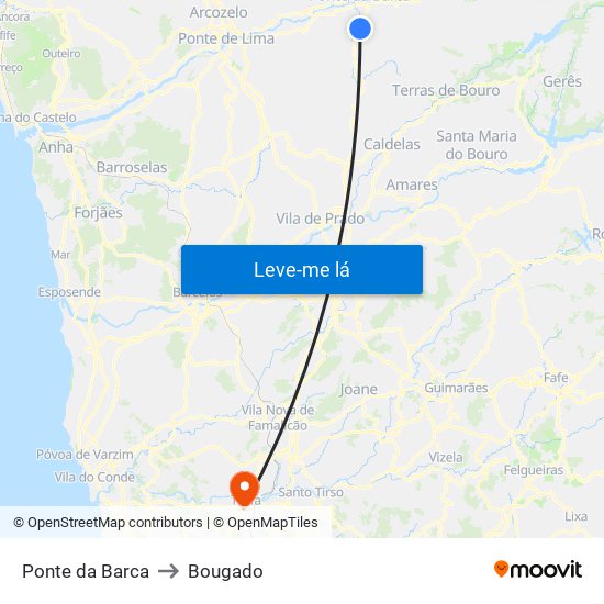 Ponte da Barca to Bougado map