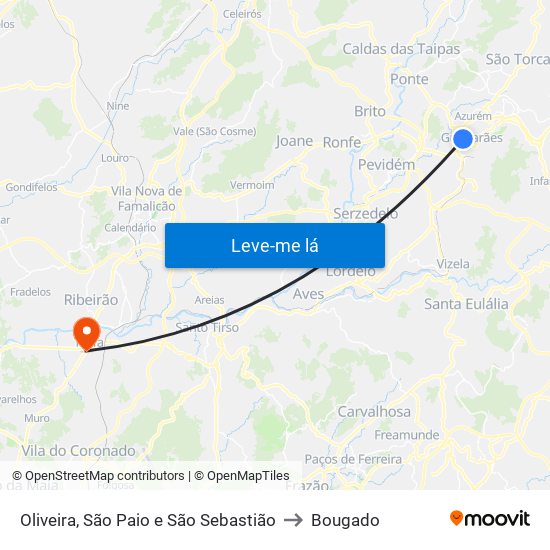 Oliveira, São Paio e São Sebastião to Bougado map