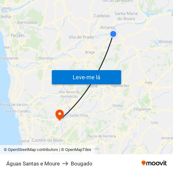 Águas Santas e Moure to Bougado map