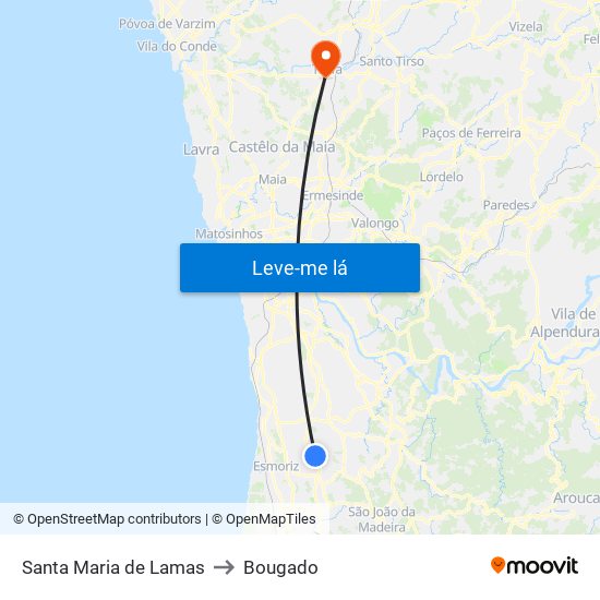 Santa Maria de Lamas to Bougado map