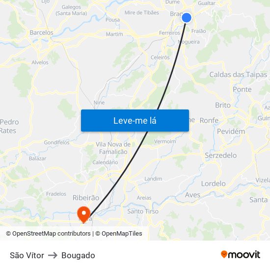 São Vítor to Bougado map