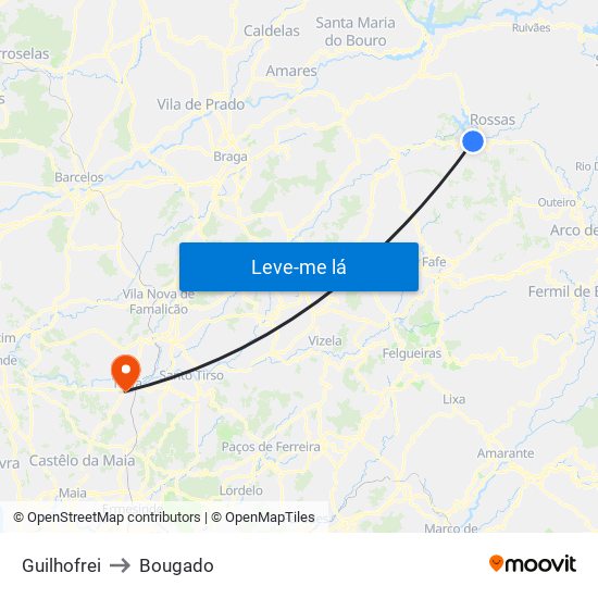 Guilhofrei to Bougado map