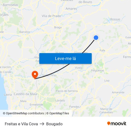 Freitas e Vila Cova to Bougado map