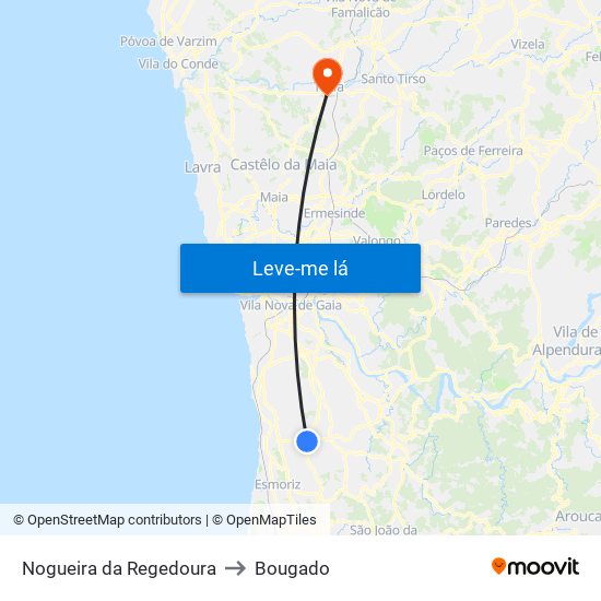 Nogueira da Regedoura to Bougado map